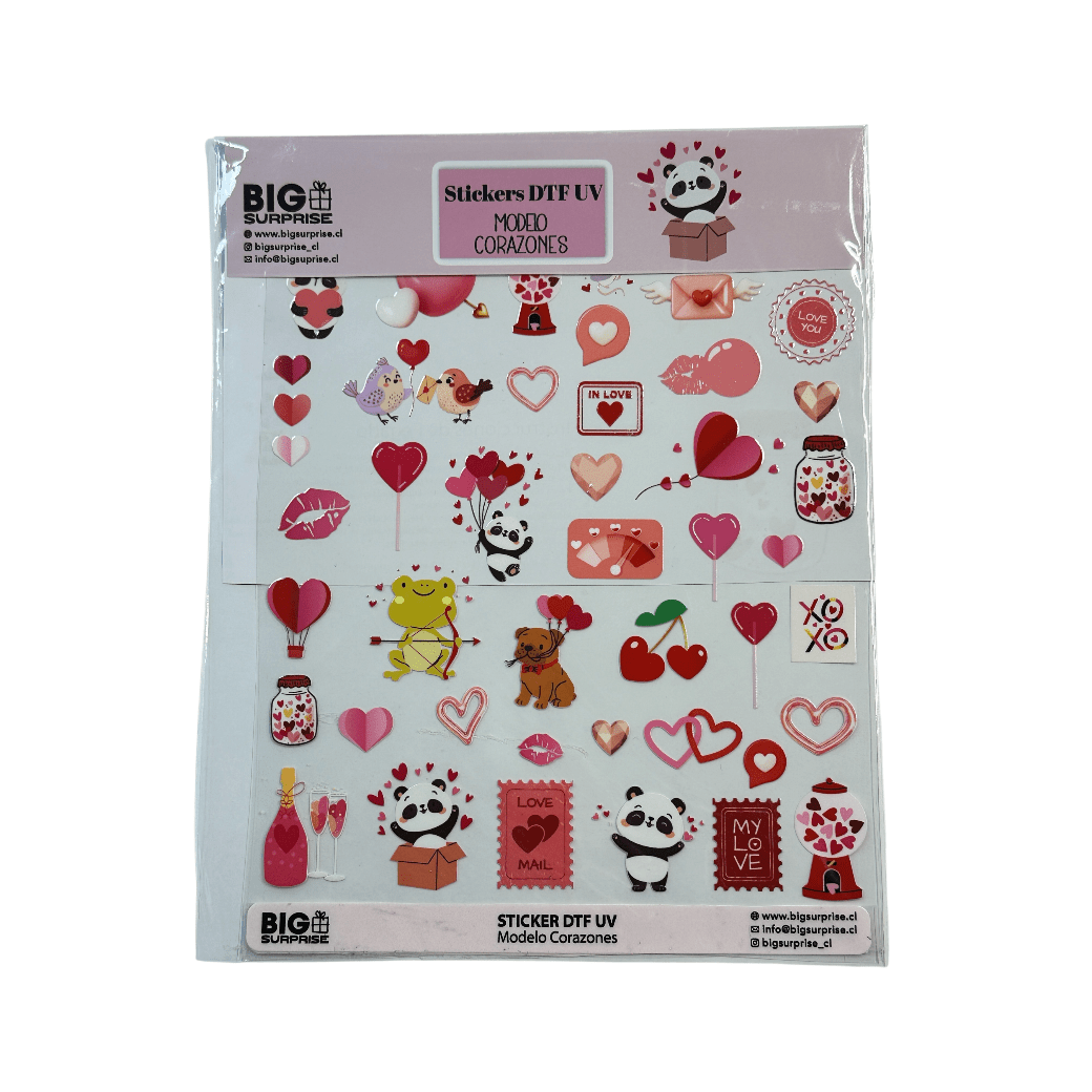 Stickers DTF UV Corazones