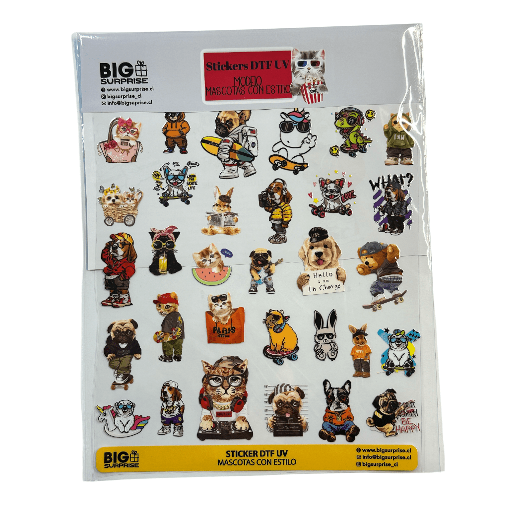 Stickers DTF UV  Mascotas con Estilo