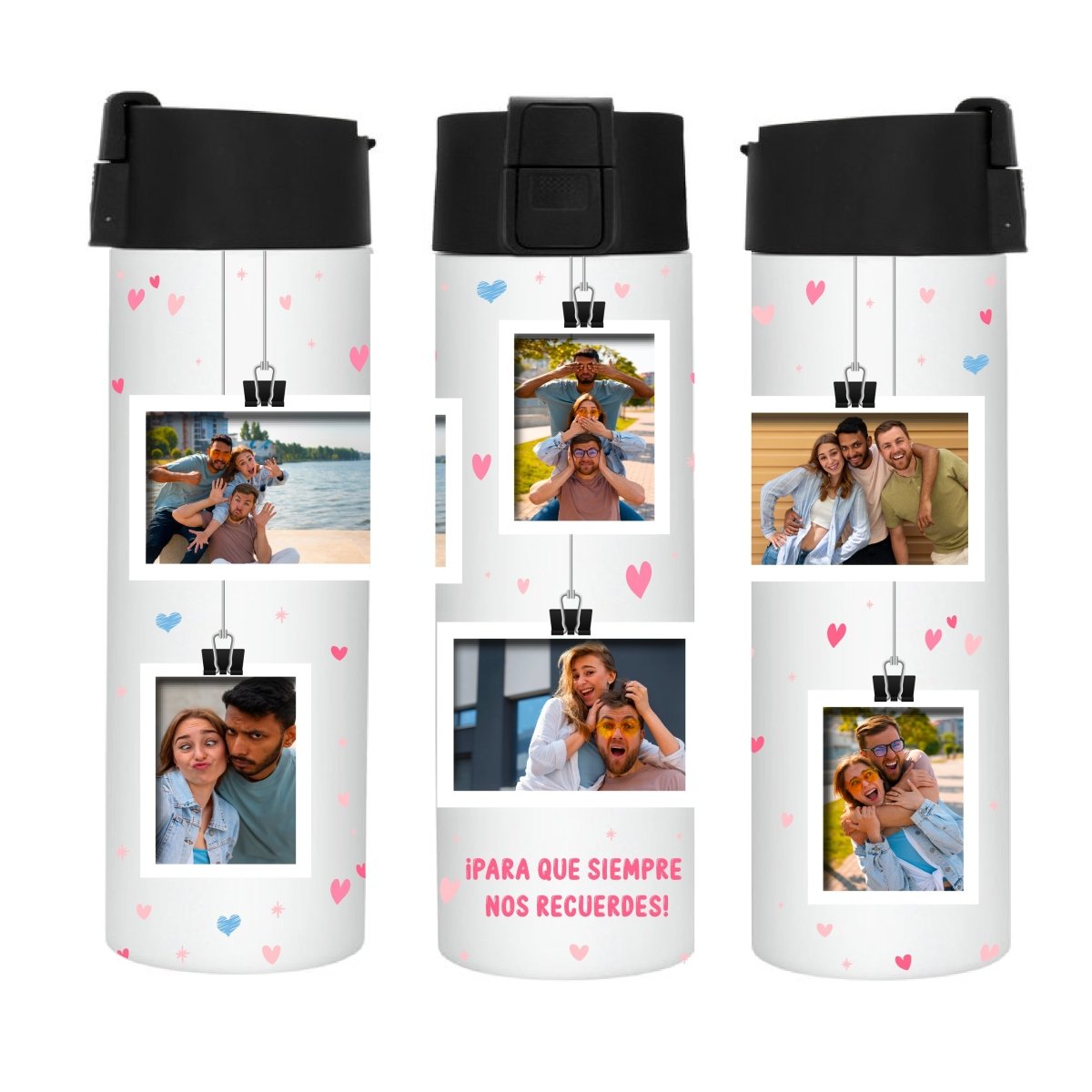 Mug Térmico Multi Fotos Corazones