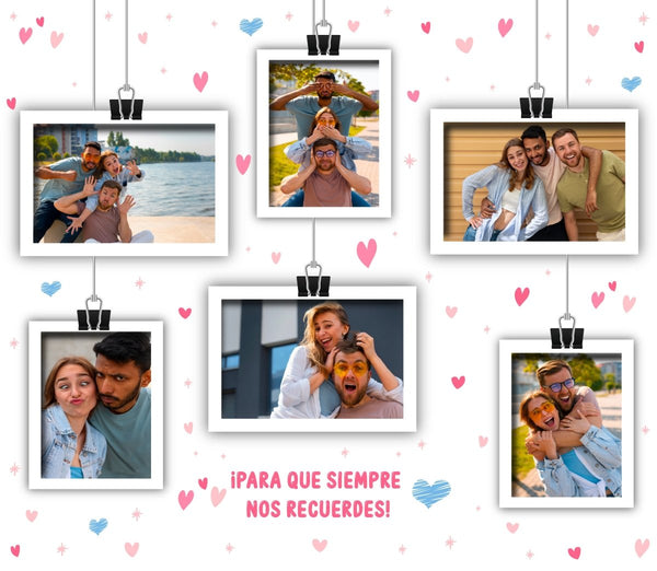 Mug Térmico Multi Fotos Corazones